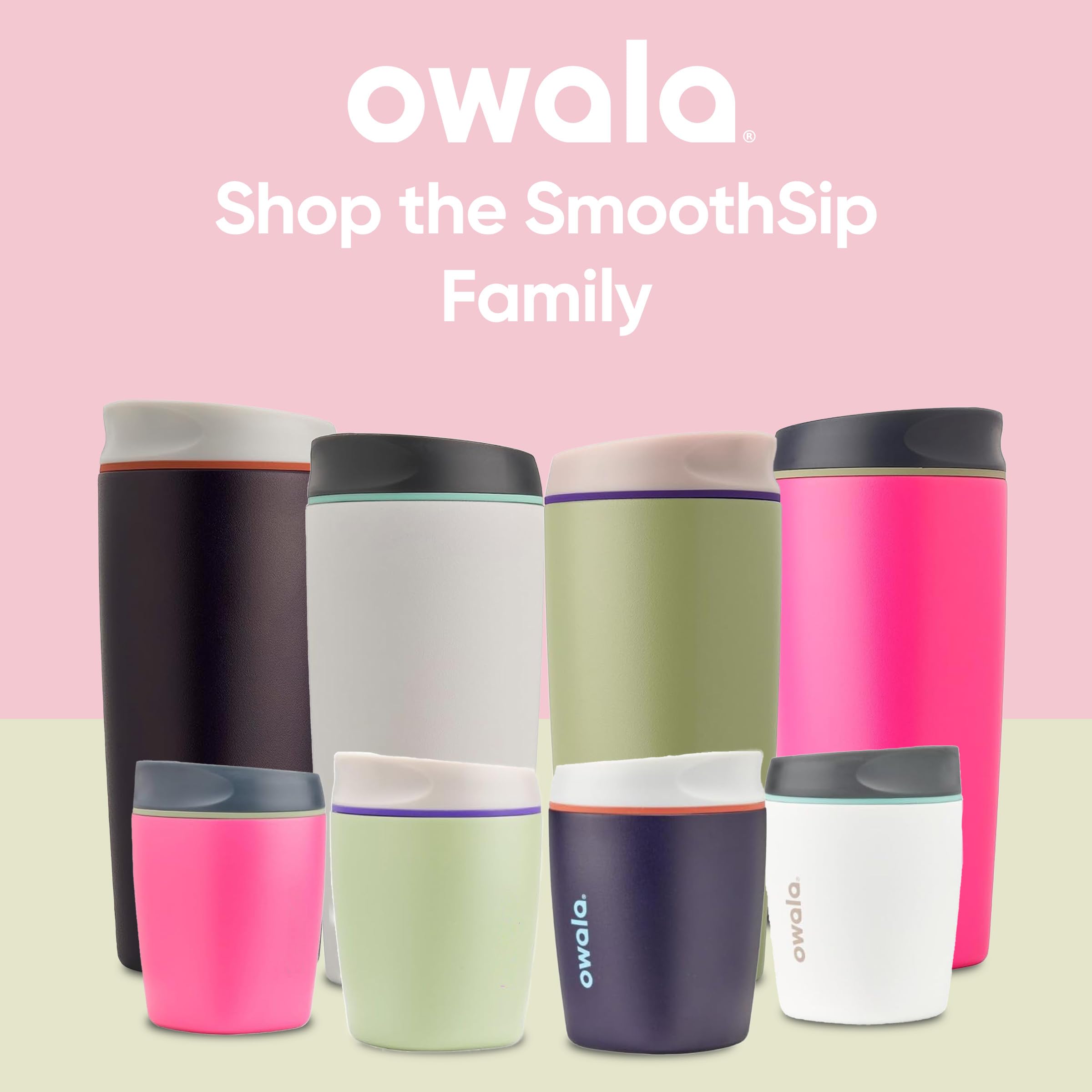 Owala SmoothSip Insulated Stainless Steel Coffee Tumbler, Reusable Iced Coffee Cup, Hot Coffee Travel Mug, BPA Free, 20 oz, Green (Hip Cactus)