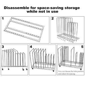 tonchean Art Storage Rack with Wheels, Rolling Canvas Rack Art Storage, Metal Canvas Organizer Painting Storage Rack Canvas Storage Rack Drying Rack for Canvas Boards, Panel, Frame, Drawing Board