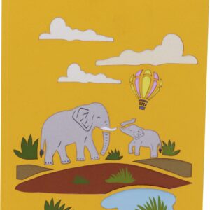 Jungle Animals - 3D Pop Up Greeting Card For All Occasions - Love, Birthday, Christmas, Good luck, Father's Day, Mother's Day - Message Note for Personalized - Thick Envelope, Fold Flat (Elephants)