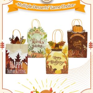 qiqee 24-Packs Thanksgiving Paper Gift Bags with Handles Bulk 8.26×6×3.15 Inch Pumpkin Gift Bags Multiple Uses (Small Size)