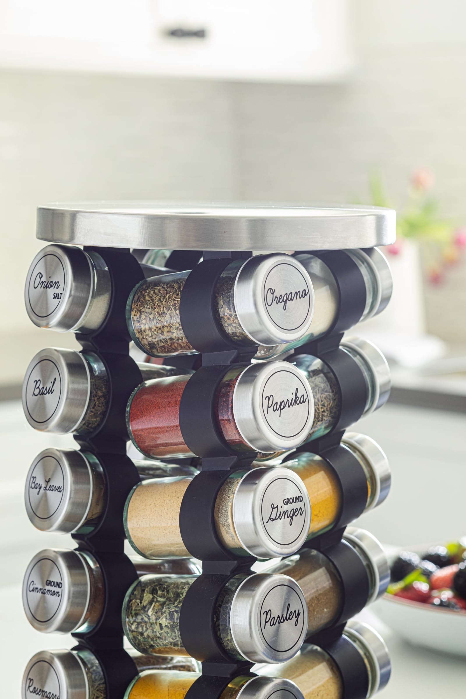 Orii 20 Jar Stainless Steel Rotating Spice Rack