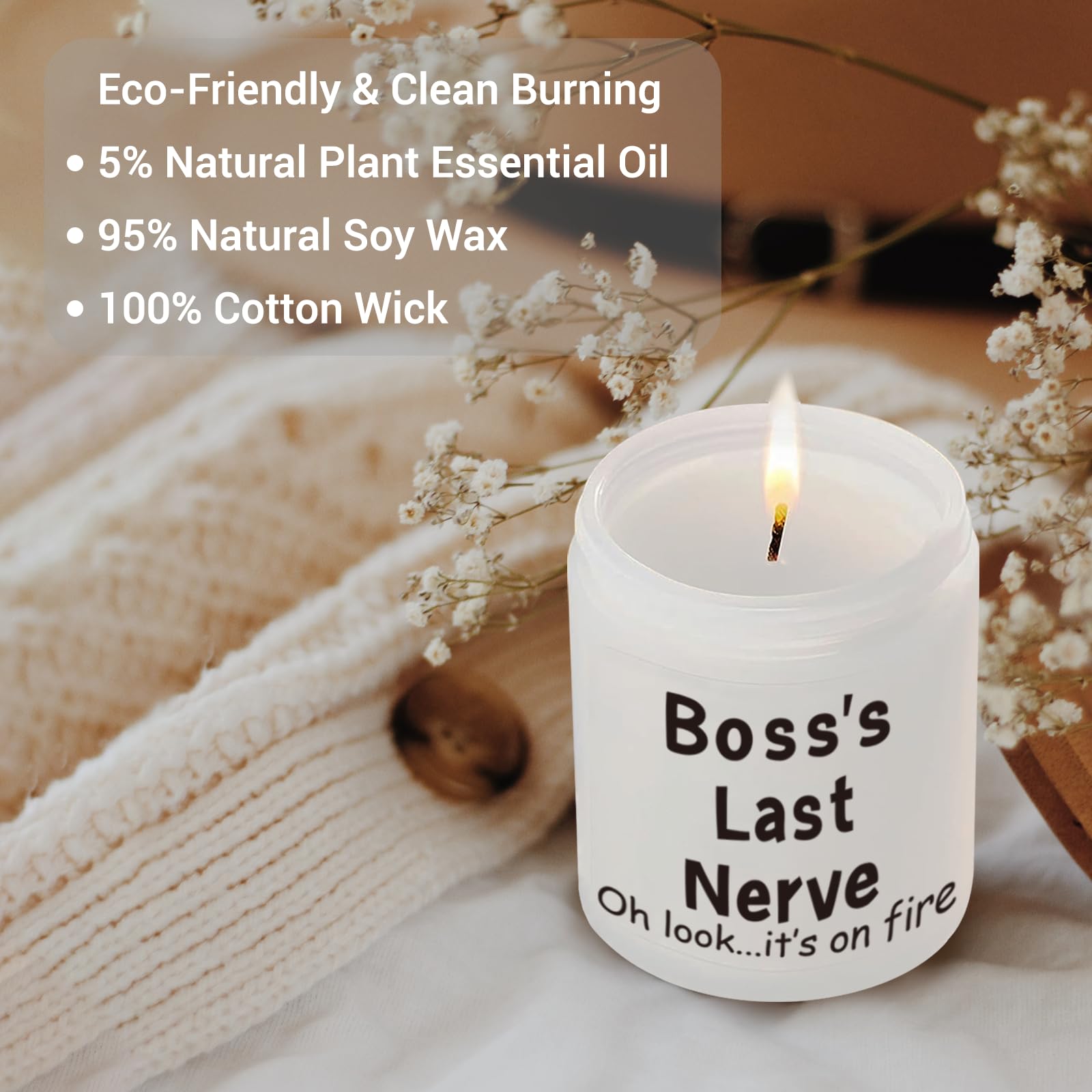 Hiipeenow Boss Gifts for Women Men, Handmade Natural Soy Wax Lavender Scented Candle Presents (7oz) - Boss Lady Gifts, Bosses Day Birthday Retirement Christmas Boss Gifts for Women Men Female Coworker