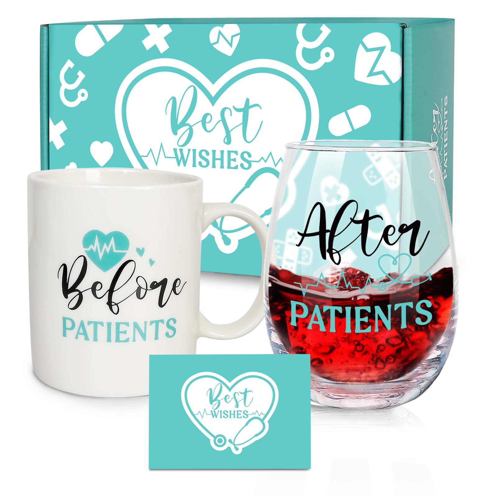 Before Patients, After Patients Gifts Set - 11 oz Coffee Mug and 19 oz Wine Glass Set Gifts Idea for Nurse, Dentists, Doctors, Hygienists, Physician, Unique Graduation Birthday Gifts