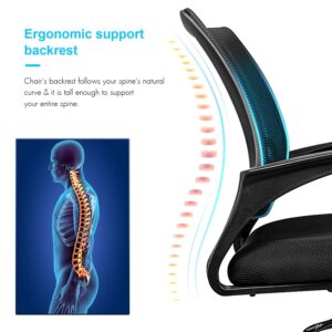 Office Chair,Ergonomic Mesh Computer Chair with Wheels and Arms and Lumbar Support Adjustable Height Study Chair