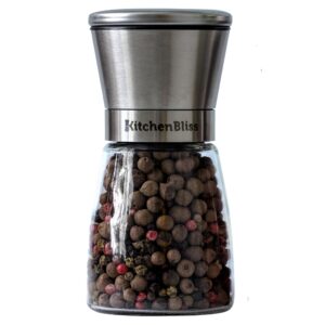 kitchenbliss professional salt and pepper grinder – premium stainless steel salt and pepper shaker with ceramic spice grinder mill for adjustable coarseness