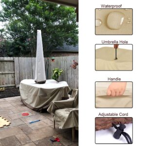 Patio Table Chair Set Cover with Umbrella Hole Water-Resistant Outdoor Furniture Cover Rectangular / Oval Veranda Garden Table Covers (108x82x23in)