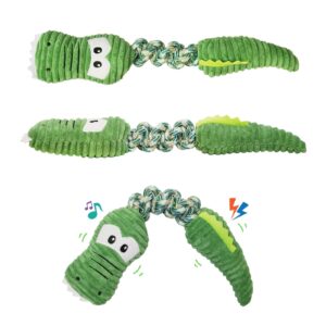 Dog Toy with Cotton Rope,Suitable for Medium to Large Dogs, Interactive Squeaky Dog Toys，Chew Toy Durable Plush Dog Toys，Durable Stress Relief Cute Alligator Shape