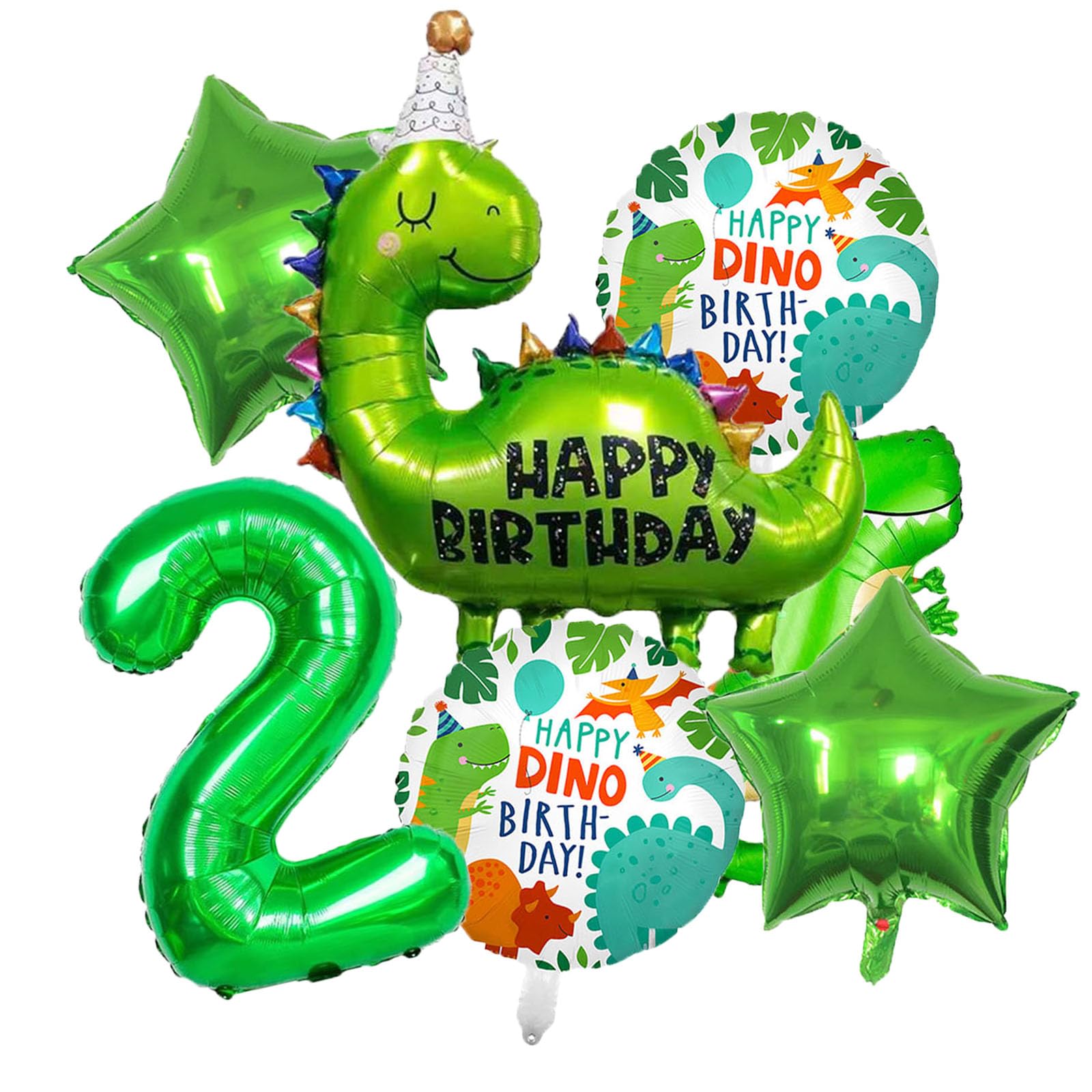 Dinosaur 2nd Birthday Decorations Dinosaur Birthday Party Balloons Supplies Dinosaur Foil Balloons for Kids 2nd Birthday Baby Shower Dinosaur Themed Party Decorations (2nd Birthday)