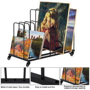 tonchean Art Storage Rack with Wheels, Rolling Canvas Rack Art Storage, Metal Canvas Organizer Painting Storage Rack Canvas Storage Rack Drying Rack for Canvas Boards, Panel, Frame, Drawing Board