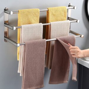 RUTAVM Towel Bar Rack Towel Rack 3-Tier Bath Towel Rail Stainless Steel Wall Mounted Towel Holder Towel Bar for Kitchen Bathroom for Bathroom (Size : 40cm)