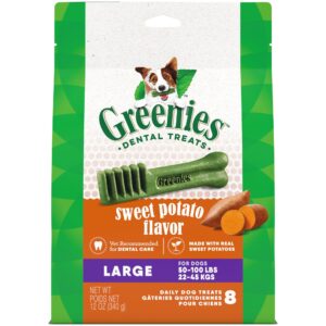 greenies natural sweet potato flavor dental dog treats 12 oz. count of 8 large