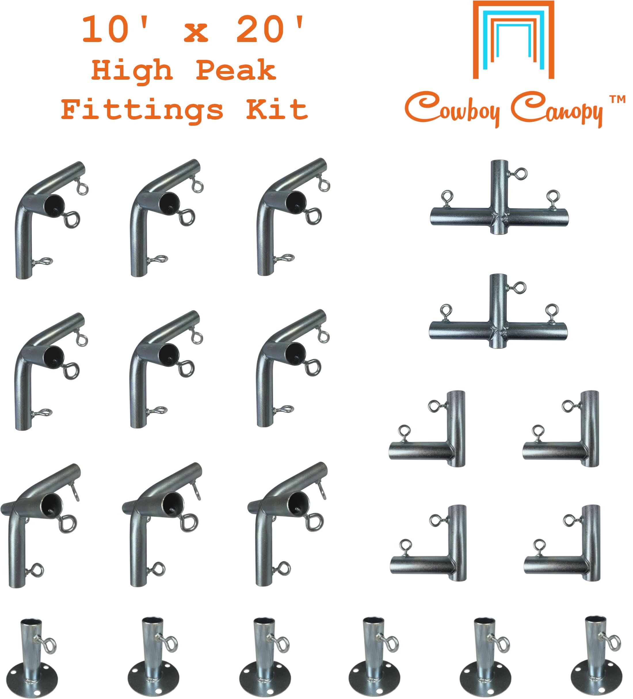 10' x 20' High Peak Canopy Fittings, DIY RV & Boat Carport, 1" EMT Metal Frame Parts