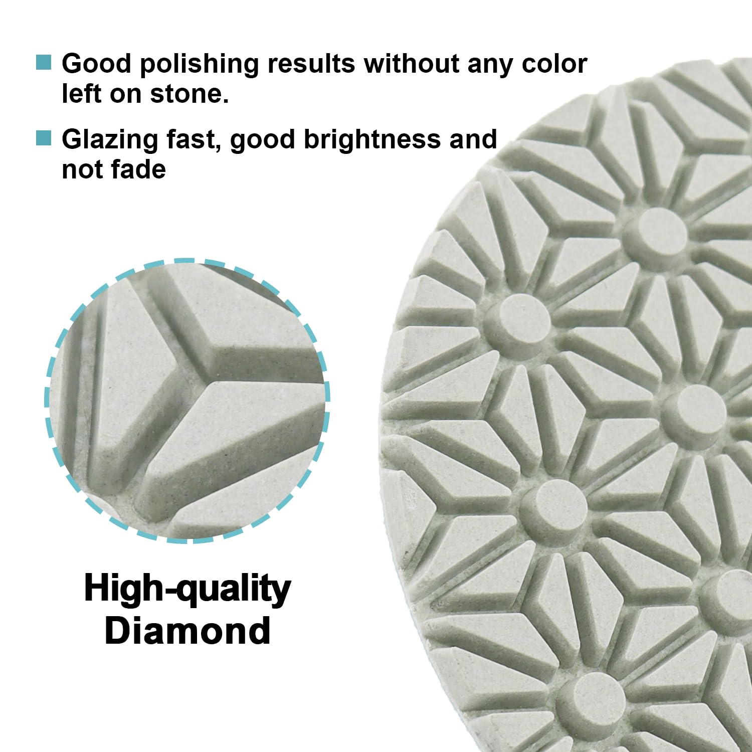 YDROWN 3 Step Diamond Polishing Pads 4 Inch Stone Abrasive Grinding Wheel Wet Use 3Pcs Step2 for Granite Marble Quartz Concrete (Step2-3PCS)