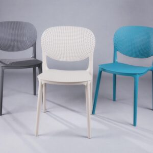 CozyBlock MESH Perforated Stackable Dining Chair for Both Indoor and Outdoor – Set of 2 (Teal Blue)