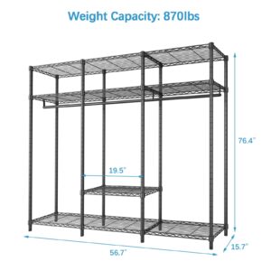 VIPEK V30 Garment Rack, Heavy Duty Clothes Rack with 7 Adjustable Shelves & 2 Hang Rods, Portable Closet System, Metal Closet Rack, Freestanding Wardrobe Closet for Hanging Clothes, Max Load 870lbs