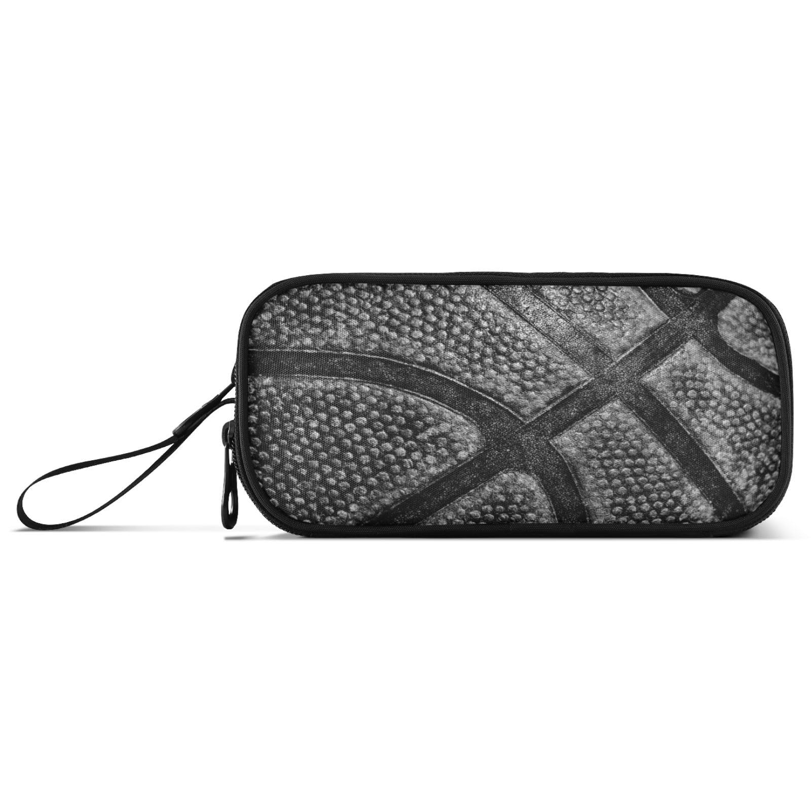 ALAZA Grunge Black Basketball Pencil Case Large Capacity,Pencil Pouch Office College Large Storage Pen Bag 3 Compartment Pencil Cases for Women Adults Teen