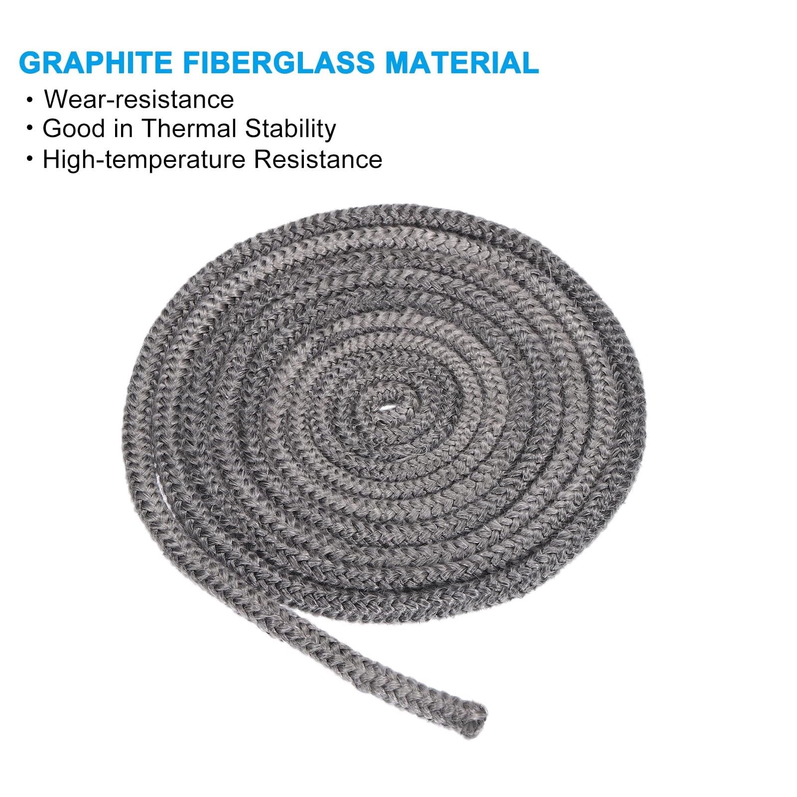 PATIKIL 5/16"x 118" Wood Stove Gasket, Graphite Fiberglass Round High-Temperature Resistance Seal Rope Replacement for Stoves Fireplace Door, Black