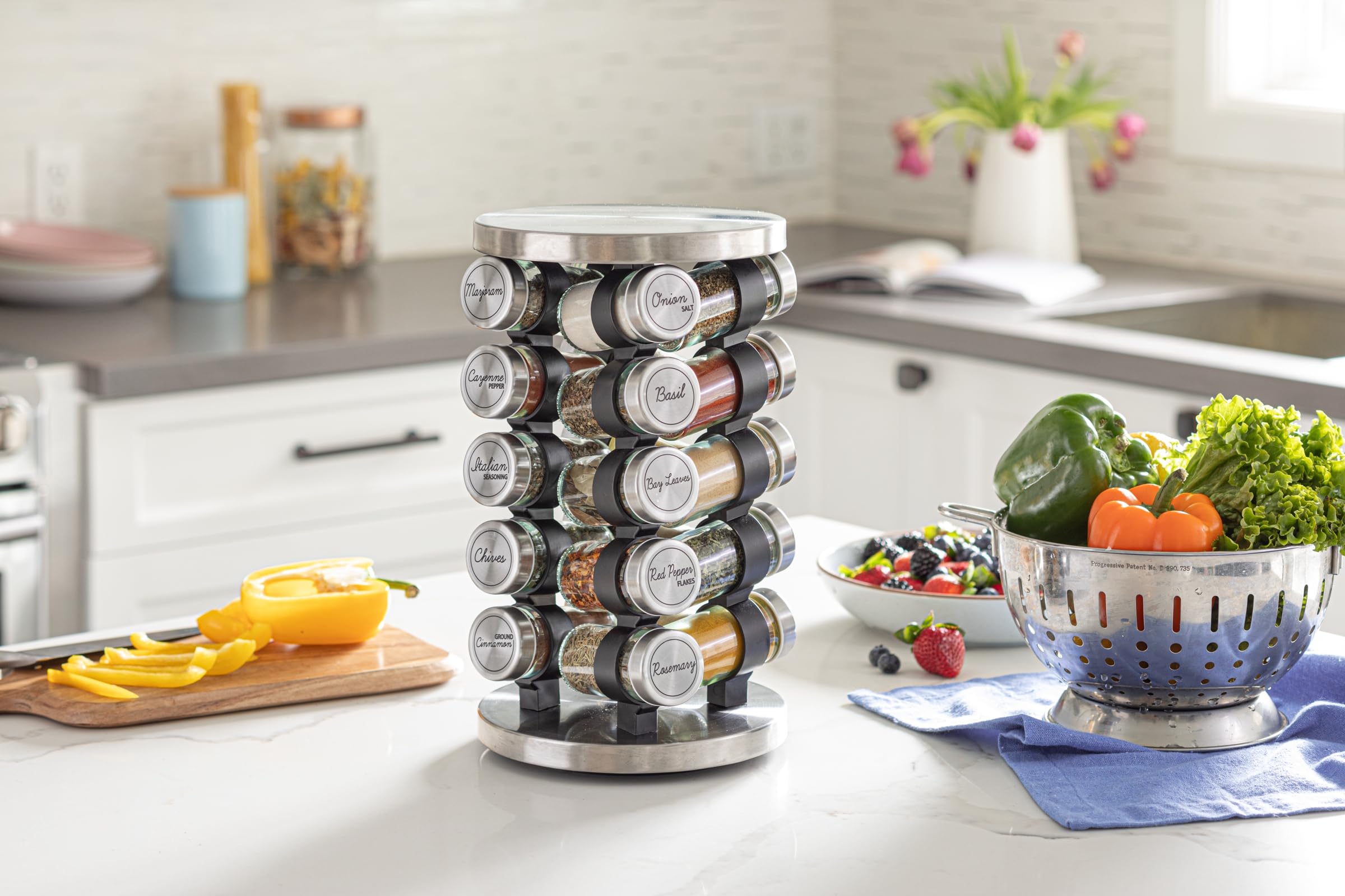 Orii 20 Jar Stainless Steel Rotating Spice Rack