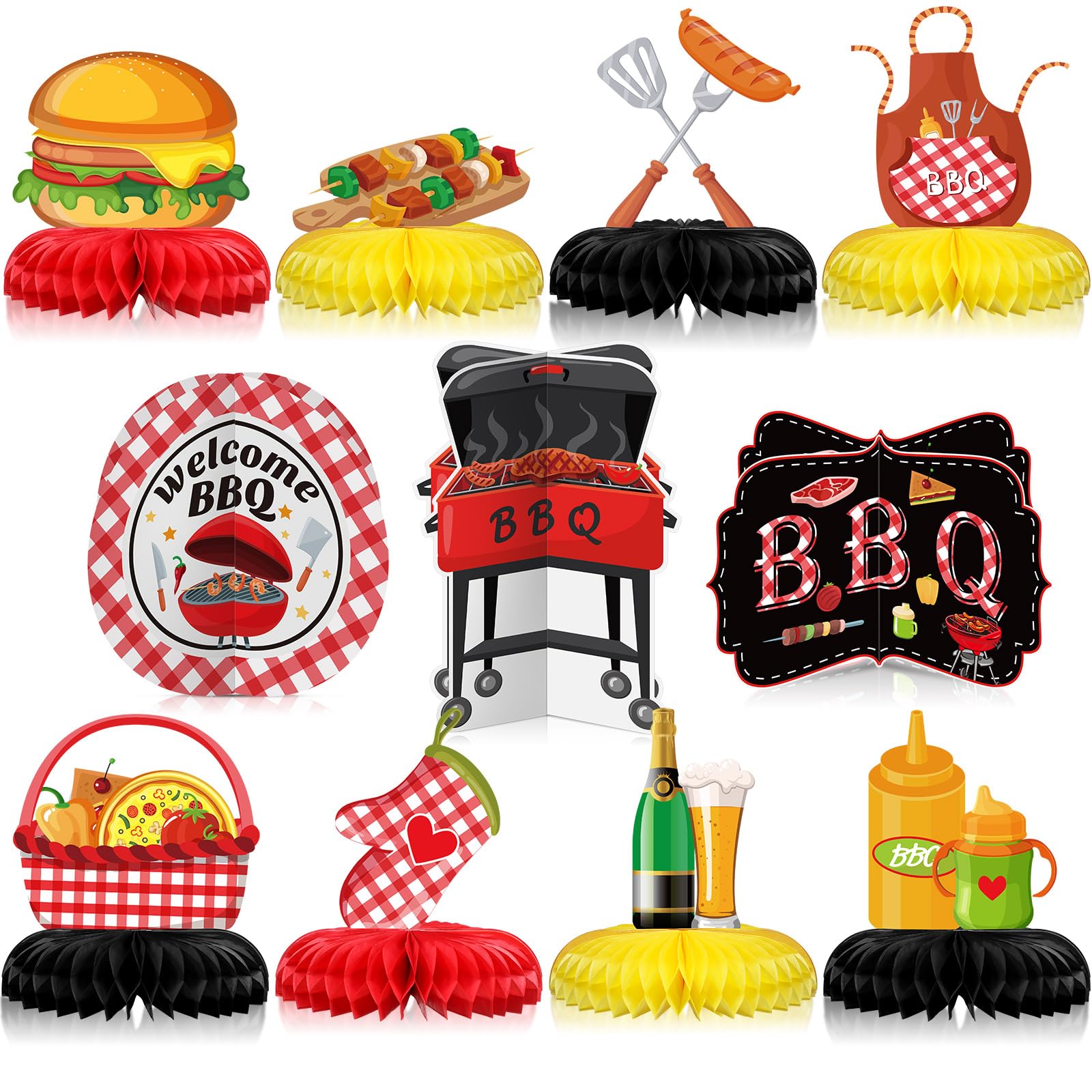 Cholemy 11 Pieces BBQ Party Decorations BBQ Baby Shower Centerpieces Summer Picnic Baby Q Birthday Party Decorations for Birthdays Carnival Summer Barbecue Baby Shower Holidays Party Supplies