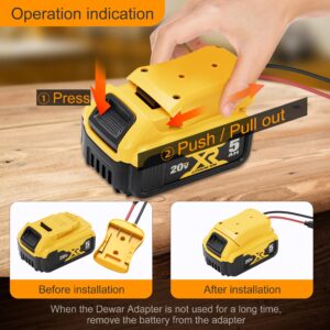 RVBOATPAT Battery Adapter for Dewalt 20V Power Wheel Battery Adapter 12 AWG Wire Battery Converters with Fuses and Connectors