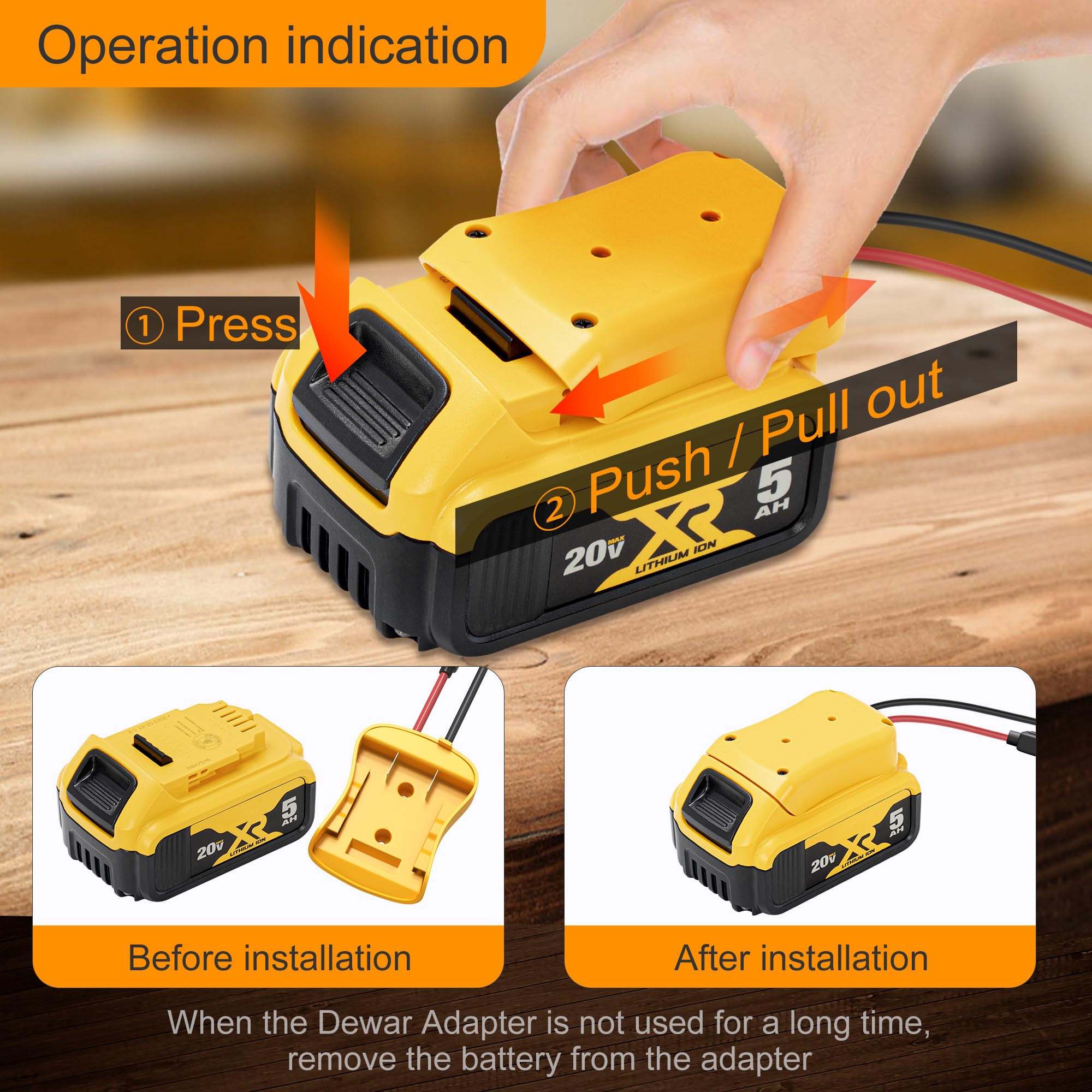 RVBOATPAT Battery Adapter for Dewalt 20V Power Wheel Battery Adapter 12 AWG Wire Battery Converters with Fuses and Connectors