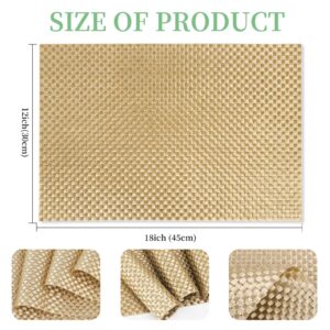 EDanle Vinyl Plastic Placemats Set of 6 Washable Heat Resistant Non-Slip Elegant Indoor&Outdoor Kitchen Dining PVC Woven Table Place Mats (Gold Weaving)