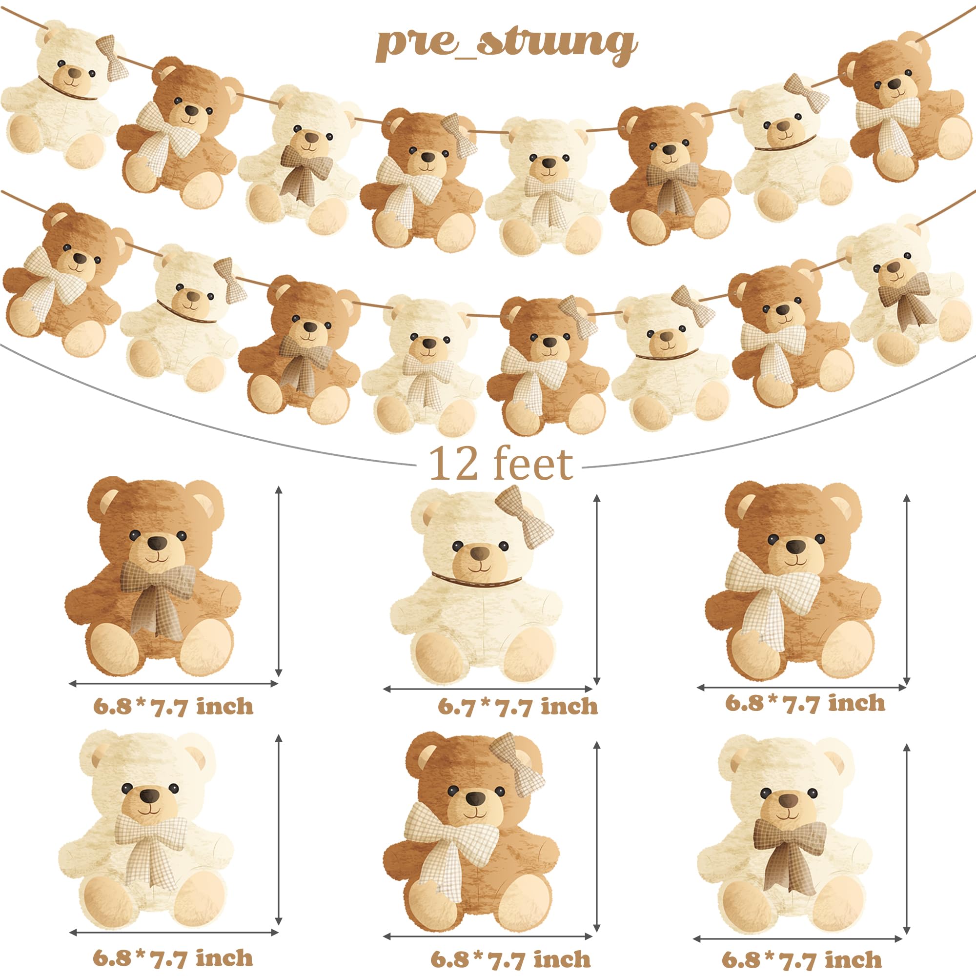 2pcs Teddy Bear Baby Shower Banner We Can Bearly Wait Baby Shower Decorations Teddy Bear Theme Garland Decorations for Teddy Bear Theme Gender Reveal Party We Can Bearly Wait Baby Shower Supplies