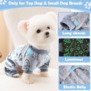 Fleece Dog Pajamas for Small Dogs Boy, Fall Winter Dog Pjs Cute Extra Small Puppy Clothes, 4 Legs Dog Sweater Jumpsuit, Soft & Stretchy Dog Onesies Pet Apparel Outfits for Chihuahua Yorkie Cat, XXXS