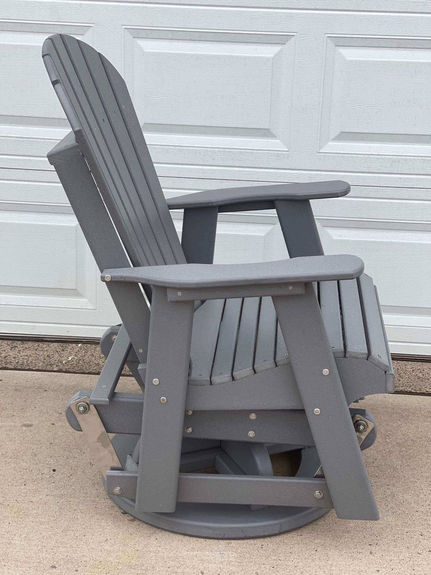 Phat Tommy Glider for Outside Patio - Outdoor Swivel Glider Chair - Poly Outdoor Furniture, Adirondack Porch Glider Chair, Grey