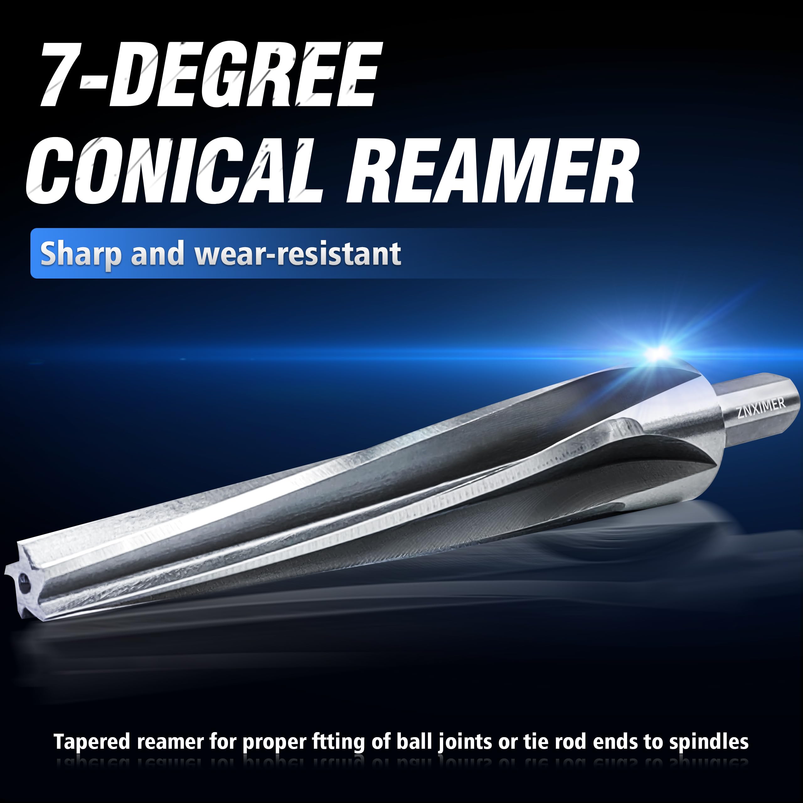 ZNXIMER 7 Degree Ball Joint Tapered Reamer Tie Rod for 1-1/2 inch Per Foot Tapered Ball Joint Reamer Made of 6542 High-Speed Tool Steel, Reamer Drill Bit Universal Reamer Tool Pipe Reamer