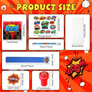 Cholemy 168 Pcs Hero Party Favor Set Include Hero Birthday Mini Notebook Hero Theme Sticker Pencil Stamper Ruler Eraser for Hero Themed Celebration Gifts Classroom Rewards Favor Party Supplies