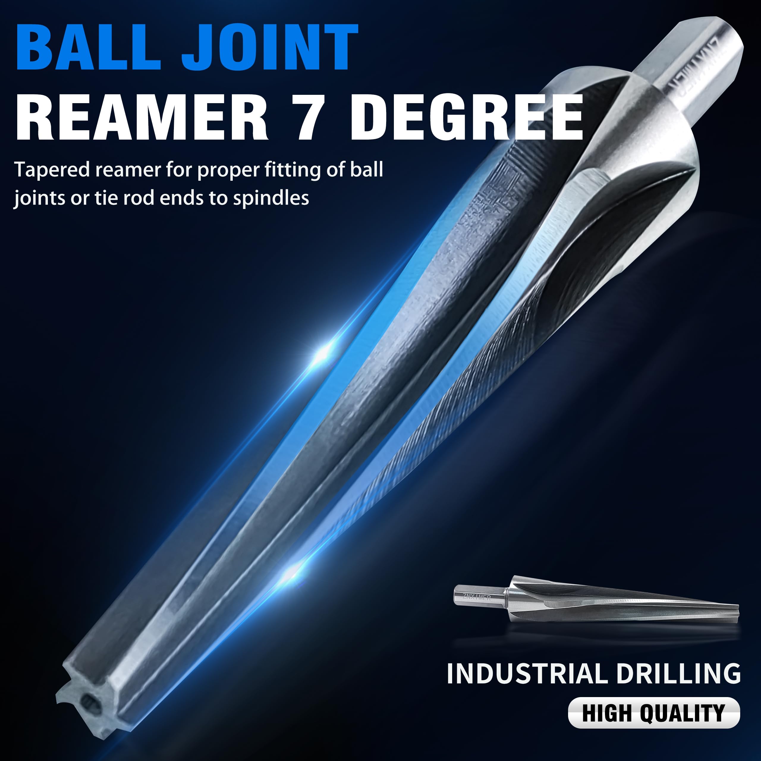 ZNXIMER 7 Degree Ball Joint Tapered Reamer Tie Rod for 1-1/2 inch Per Foot Tapered Ball Joint Reamer Made of 6542 High-Speed Tool Steel, Reamer Drill Bit Universal Reamer Tool Pipe Reamer