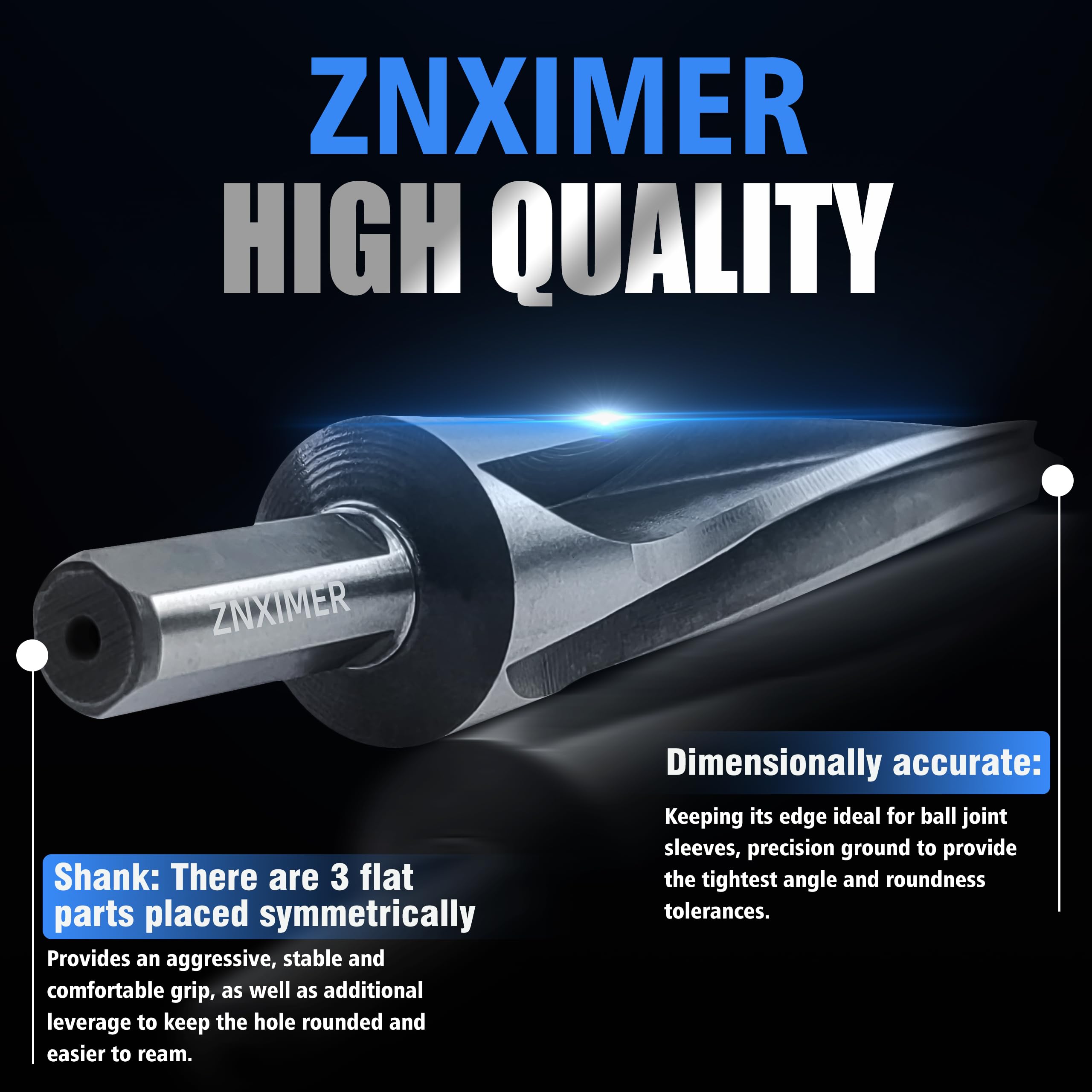 ZNXIMER 7 Degree Ball Joint Tapered Reamer Tie Rod for 1-1/2 inch Per Foot Tapered Ball Joint Reamer Made of 6542 High-Speed Tool Steel, Reamer Drill Bit Universal Reamer Tool Pipe Reamer