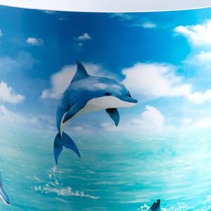 Allure Home Creation Jump for Joy Dolphin Plastic Wastebasket Compact Size 1.71 Gallons