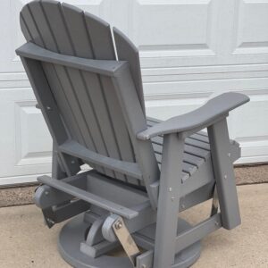 Phat Tommy Glider for Outside Patio - Outdoor Swivel Glider Chair - Poly Outdoor Furniture, Adirondack Porch Glider Chair, Grey