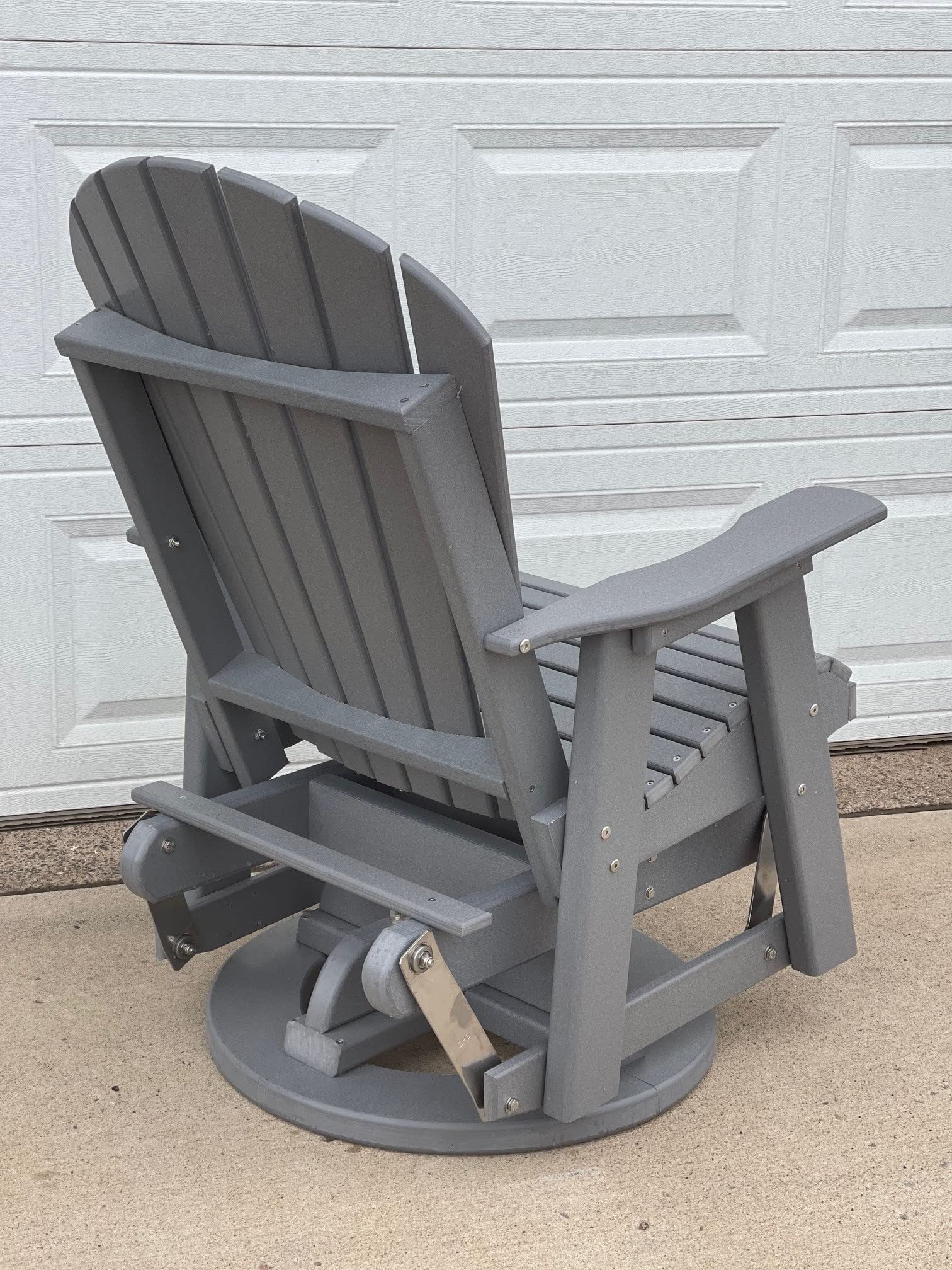 Phat Tommy Glider for Outside Patio - Outdoor Swivel Glider Chair - Poly Outdoor Furniture, Adirondack Porch Glider Chair, Grey