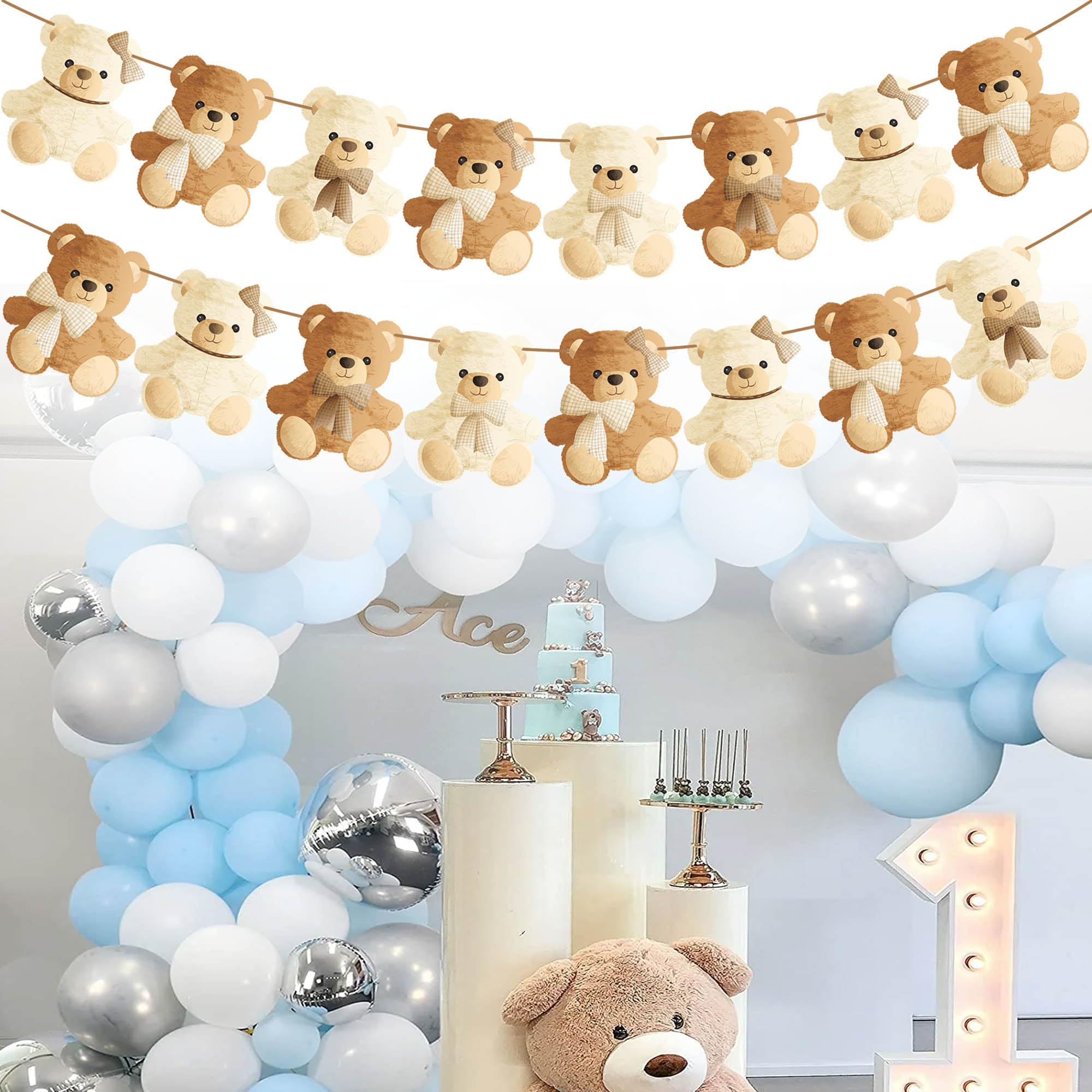 2pcs Teddy Bear Baby Shower Banner We Can Bearly Wait Baby Shower Decorations Teddy Bear Theme Garland Decorations for Teddy Bear Theme Gender Reveal Party We Can Bearly Wait Baby Shower Supplies