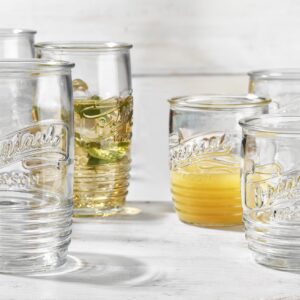 Glaver's Original Mason Set of 8 Drinking Glasses 4-20 Oz Highball Glasses, and 4-13 Oz Whiskey Glass Cups For Everyday Home Use Water, Beer, Juice, Cocktail.