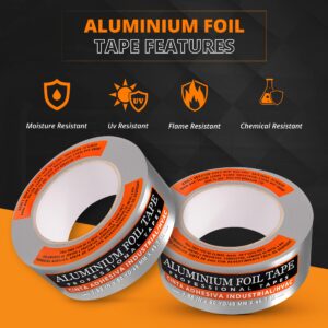 TAPEWELL Aluminum Foil Tape - High Temperature Professional Grade Aluminum Tape for Ductwork, HVAC Tape - Metal Repair - Dryer Vent Tape -2 Inch by 150 Feet (50 Yards) 3.9 Mil -Pack of 2