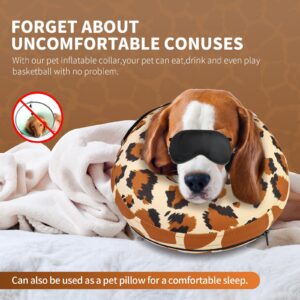 Protective Inflatable Dog Recovery Cone Collar for Small Medium Large Dog, Donut Leopard Cone Alternative After Surgery for Dogs Cats (Leopard-S)