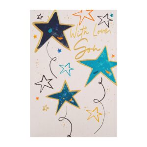 Hallmark Son Birthday Card, Birthday Card for him, Classic Blue Stars, Squiggles, Gold Foil