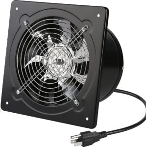 aydomer exhaust fan 78w through-wall installation ventilation fans 110v exhaust fan with plug 8 inch exhaust smoke fan with light weight pure copper motor for kitchen bathroom (black)