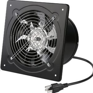 Aydomer Exhaust Fan 78W Through-wall installation Ventilation Fans 110V Exhaust Fan with Plug 8 inch Exhaust Smoke Fan with Light Weight Pure Copper Motor for Kitchen Bathroom (Black)