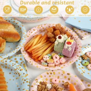 192PCS Gender Reveal Party Supplies Baby Shower Party Tableware Gender Reveal Plates and Napkins Plastic Forks Boys Girls Blue and Pink Paper Plates for Baby Shower Wedding Birthday Party 48 Guests