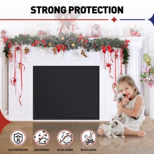 FOSLUOC Fireplace Cover, Fireplace Blanket Stops Cold Air Heat Loss for Winter Summer, Indoor Fireplace Draft Stopper (39" W x 32" H,Black)