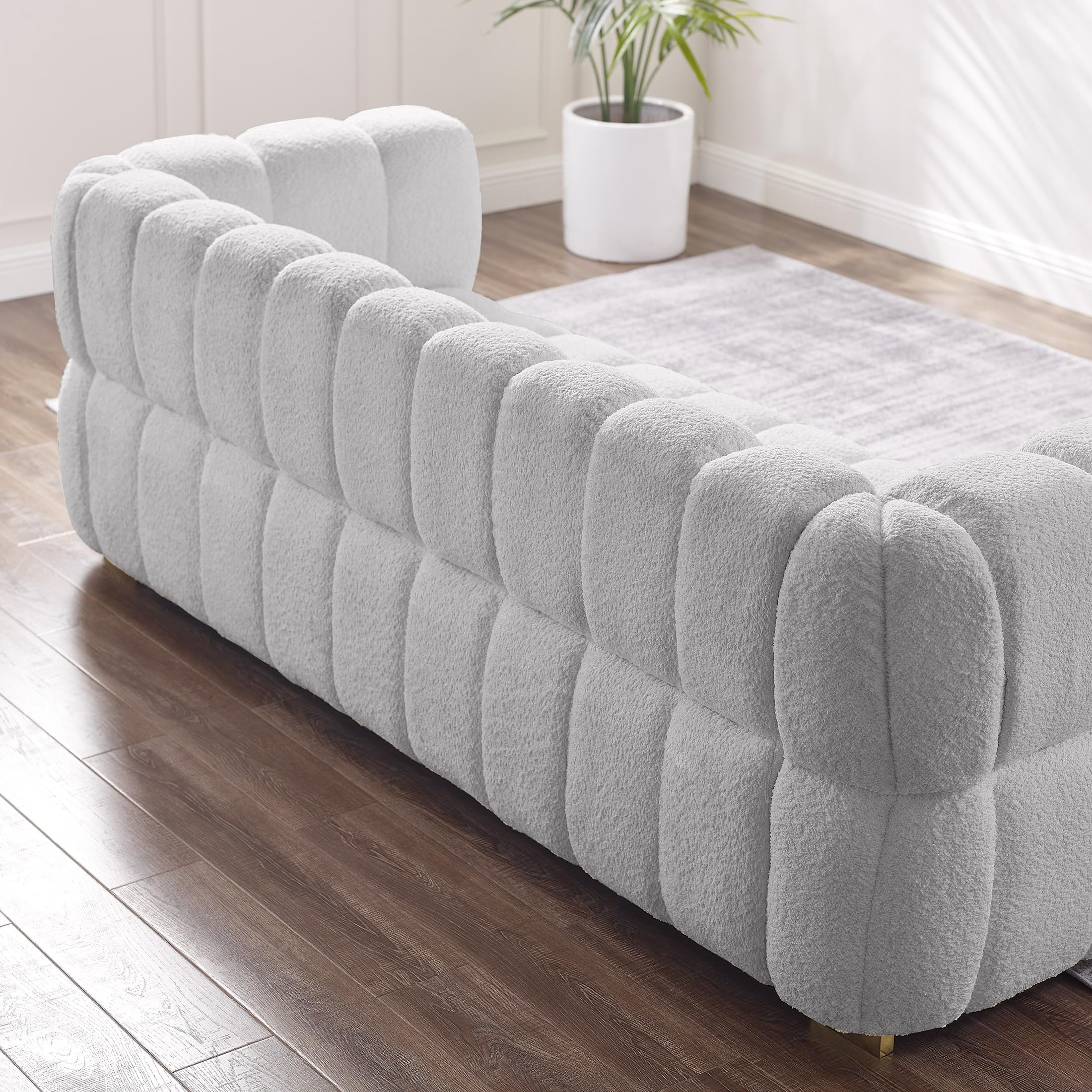 VANOMi Sofa Couch for Living Room, Modern Futon 3-Seat Sofa Upholstered Sofa Couch with Metal Leg for Bedroom Apartment Small Space