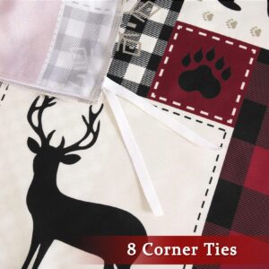 STARBEDIA Christmas Duvet Cover King, Soft Brushed Microfiber Comforter Cover Sets, Reindeer Printed Holiday Theme Bedroom Decorative Bedding (King Size, Christmas Plaid Deer)