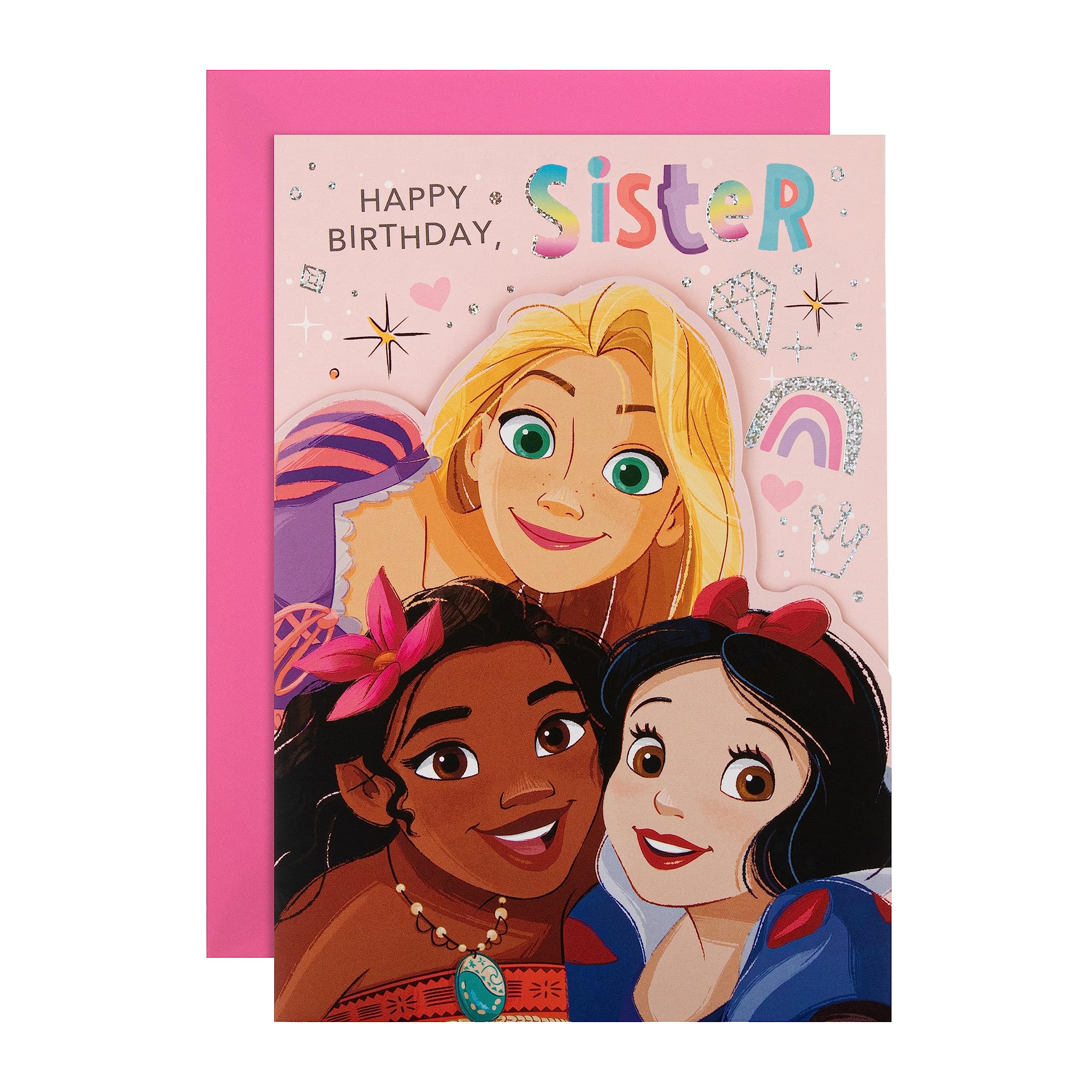 Hallmark Birthday Card for Sister - Disney Princesses Design with Activity