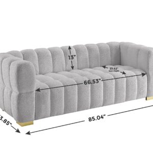 VANOMi Sofa Couch for Living Room, Modern Futon 3-Seat Sofa Upholstered Sofa Couch with Metal Leg for Bedroom Apartment Small Space