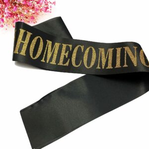 Homecoming Court Sash Black, 6 Pack Black Satin with Gold Glitter Letter Sashes for Pageants Homecoming Party School Dance Graduation Party Favors Decorations Accessories,Black